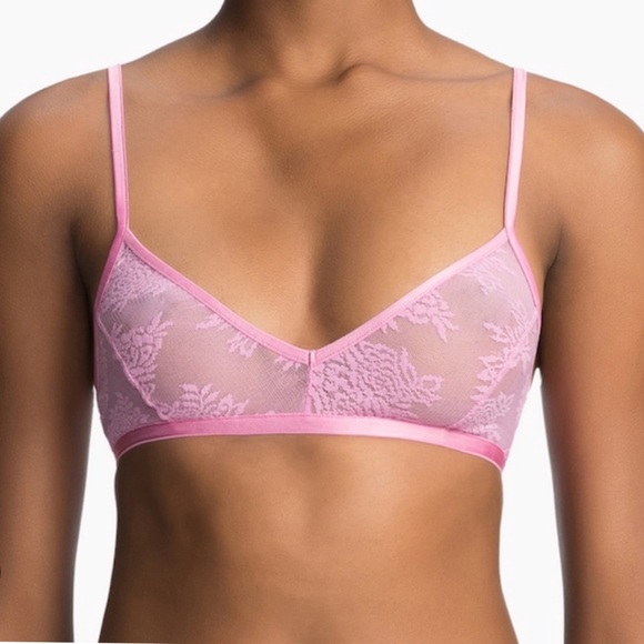Savage X Fenty Pink Floral Lace Tie Back Bralette NWT [7050] - Picture 1 of 9